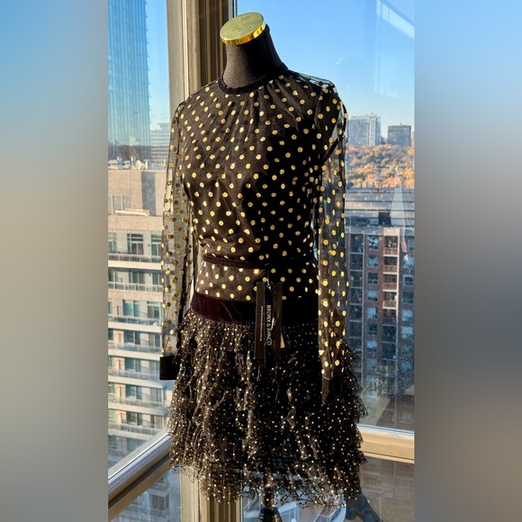 🆕 BRONX & BANCO 🧿 NWT Suns Mesh & Velvet Fit & Flare Mini Dress - Sz S - US 4 - Picture 9 of 16